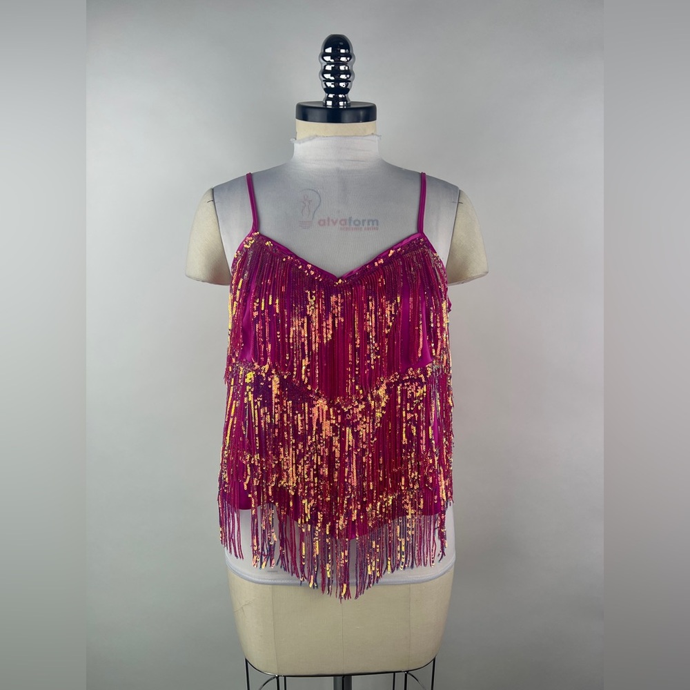 💚 3473. Sequins Tiered Fringe Cami
